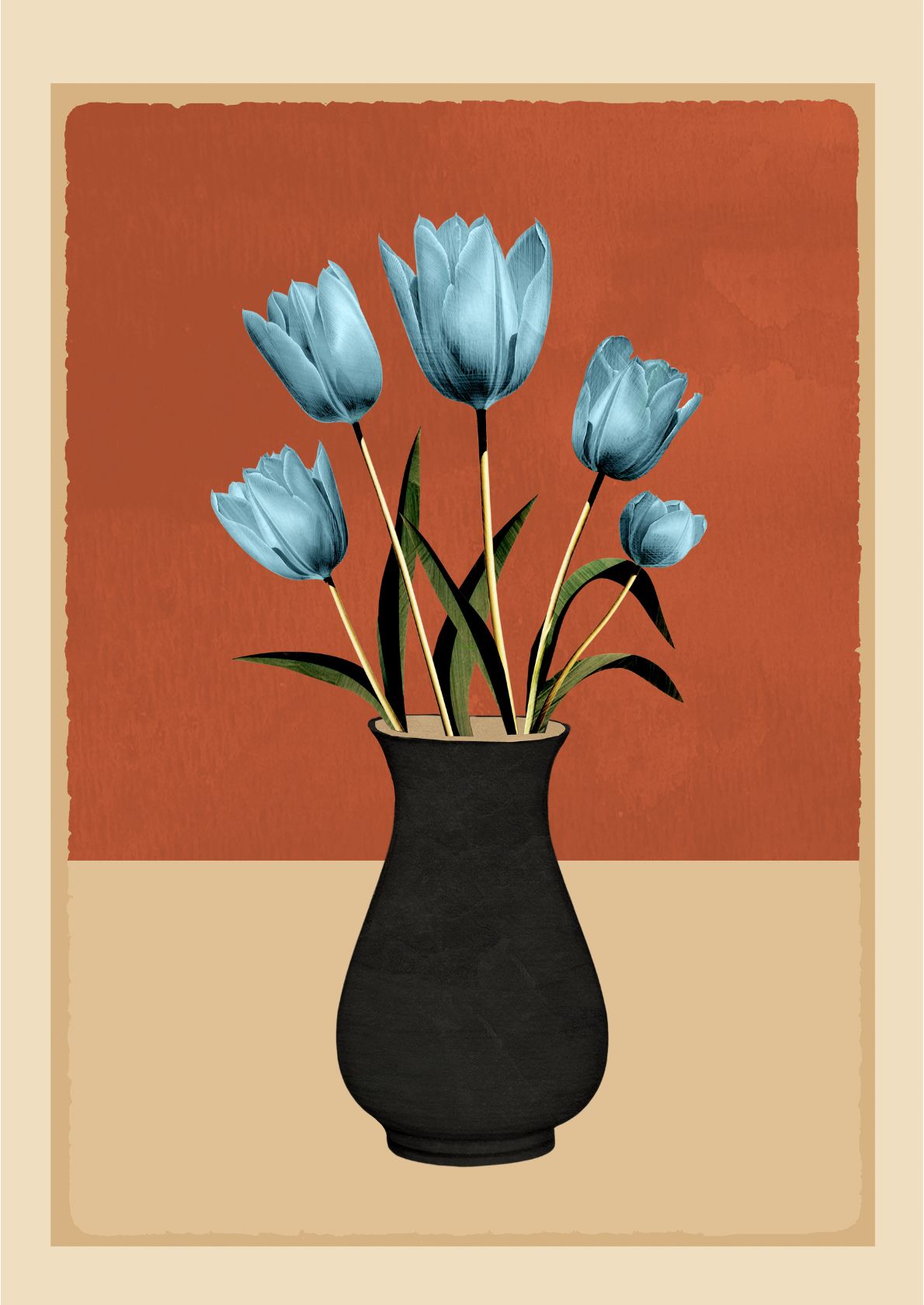 Blå tulipaner i vase