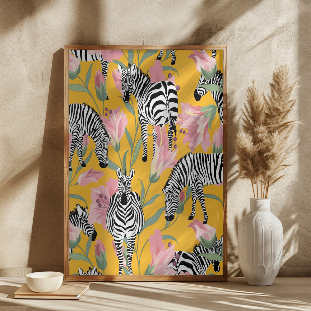 Zebra med blomster