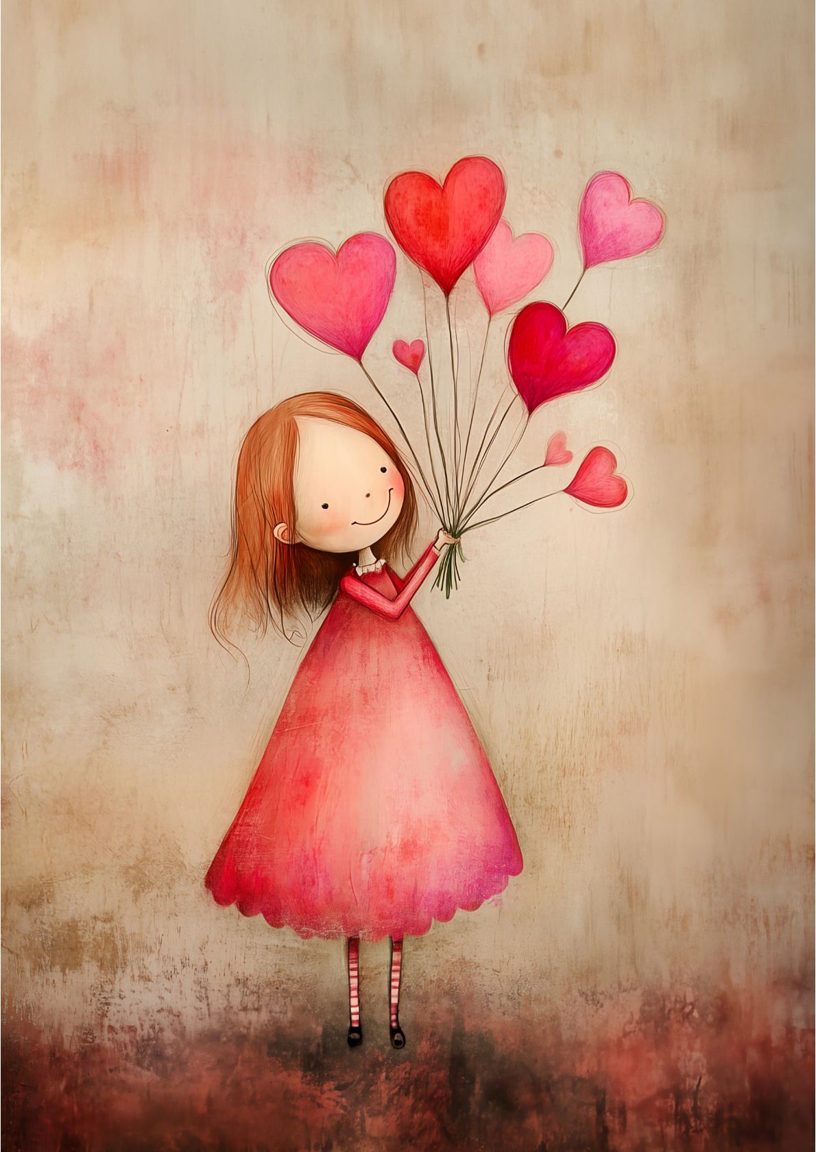 Pige med hjerteballoner