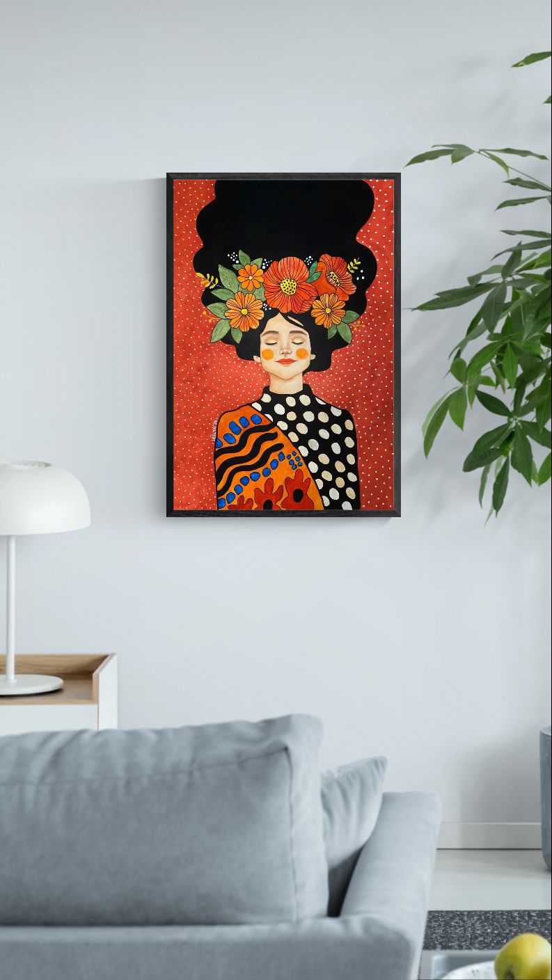 Kvindeportræt med Blomster