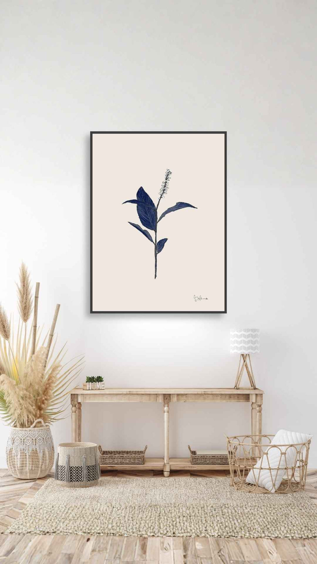Botanisk blå på beige