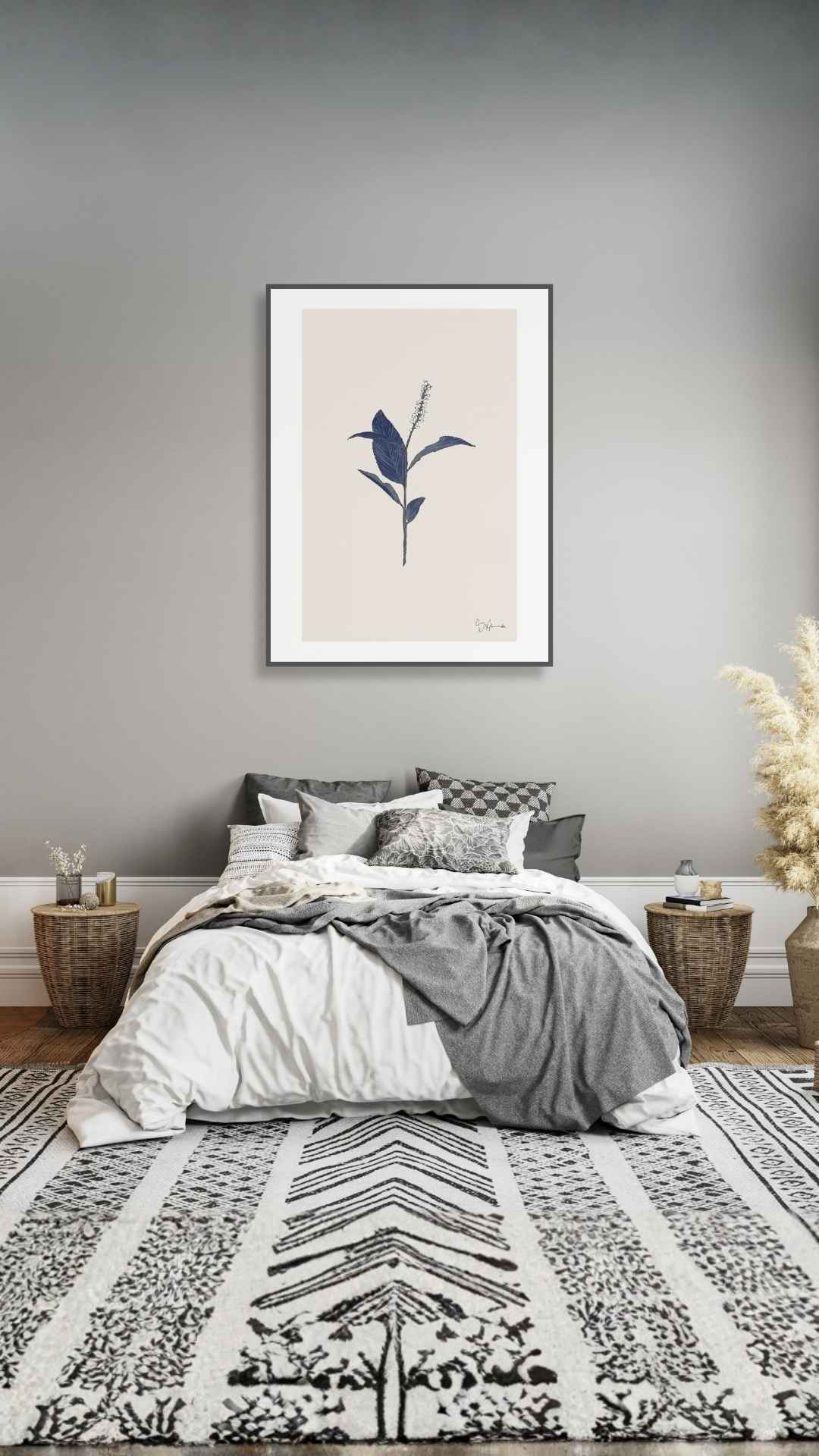 Botanisk blå på beige