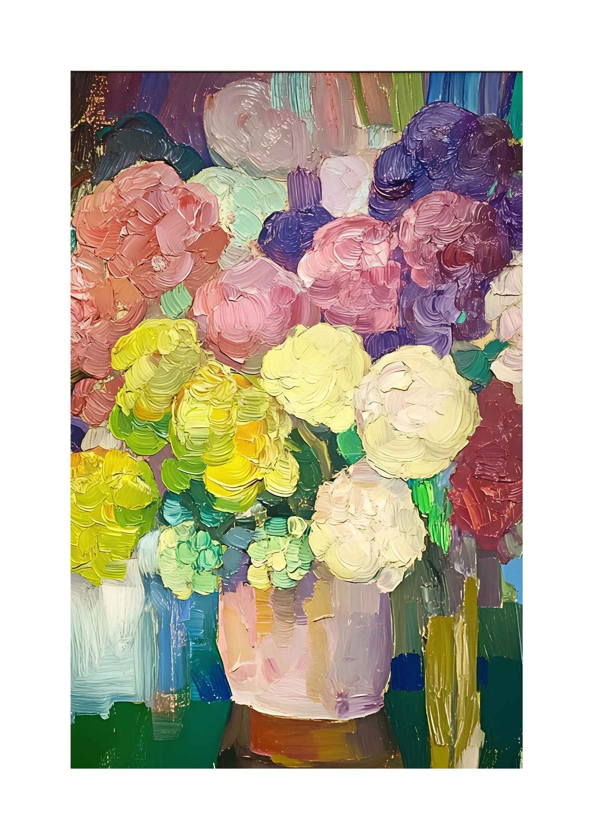 Farverige blomster i vase