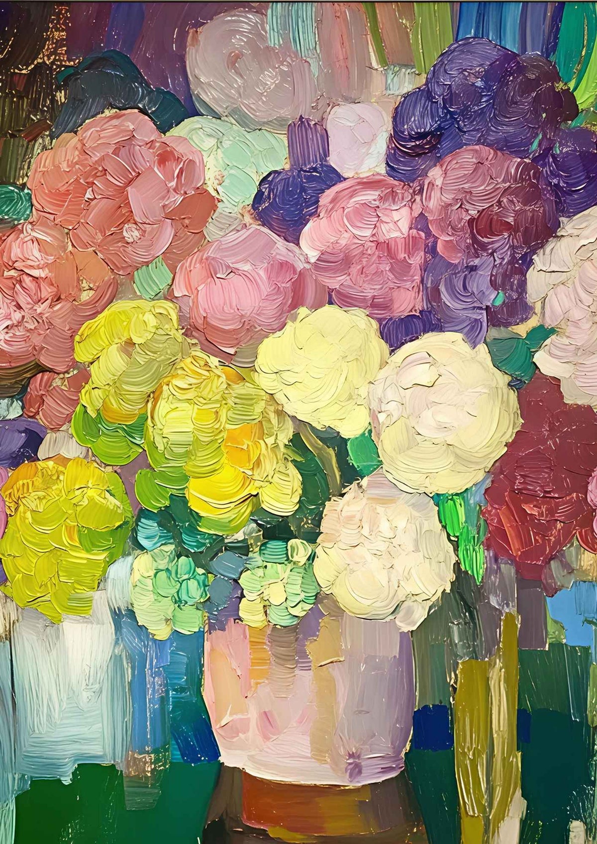 Farverige blomster i vase