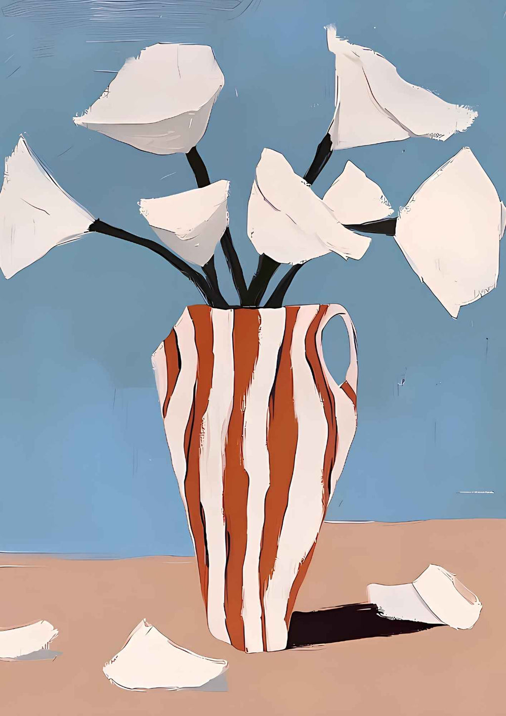Blomster i høj stribet vase