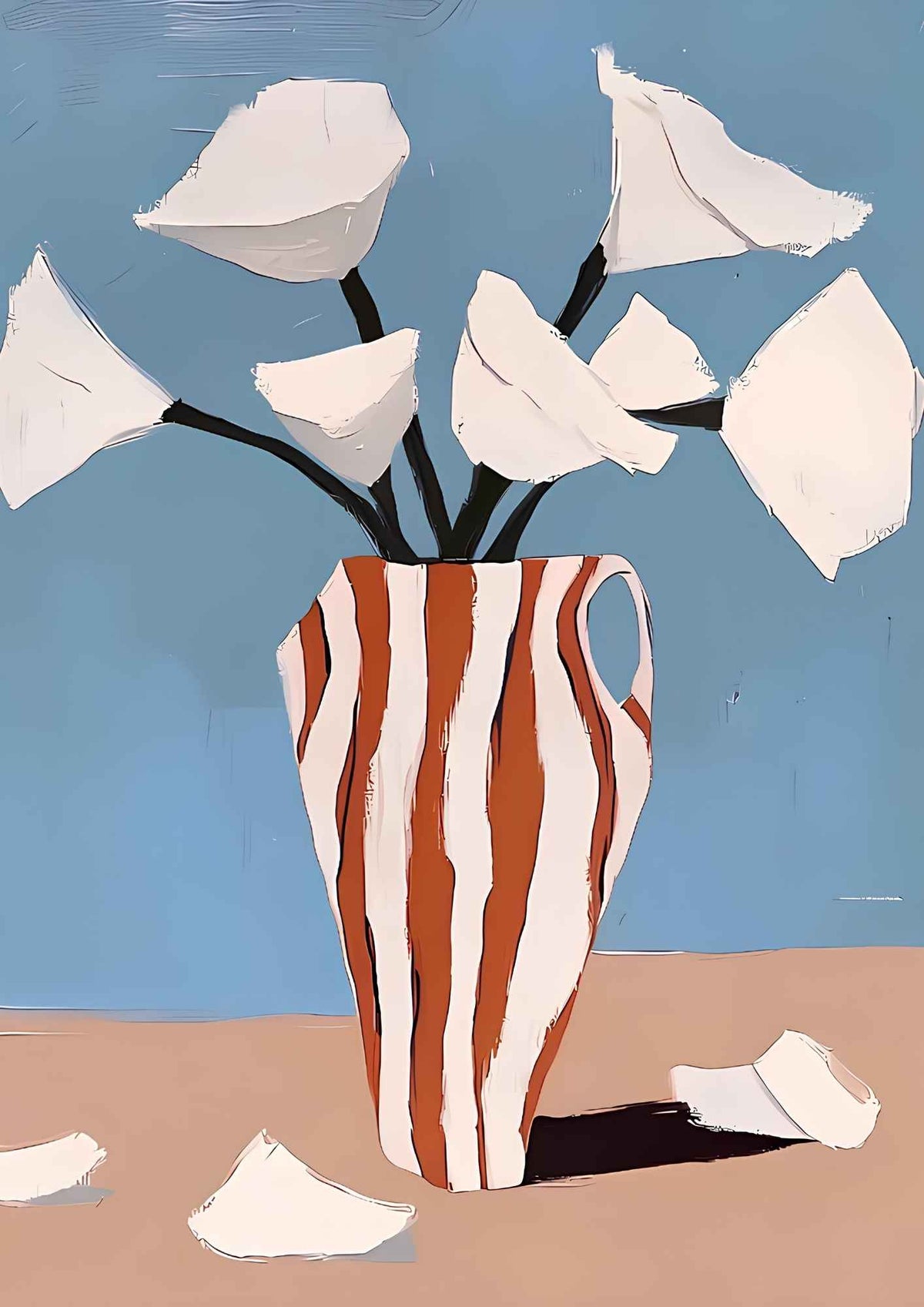 Blomster i høj stribet vase
