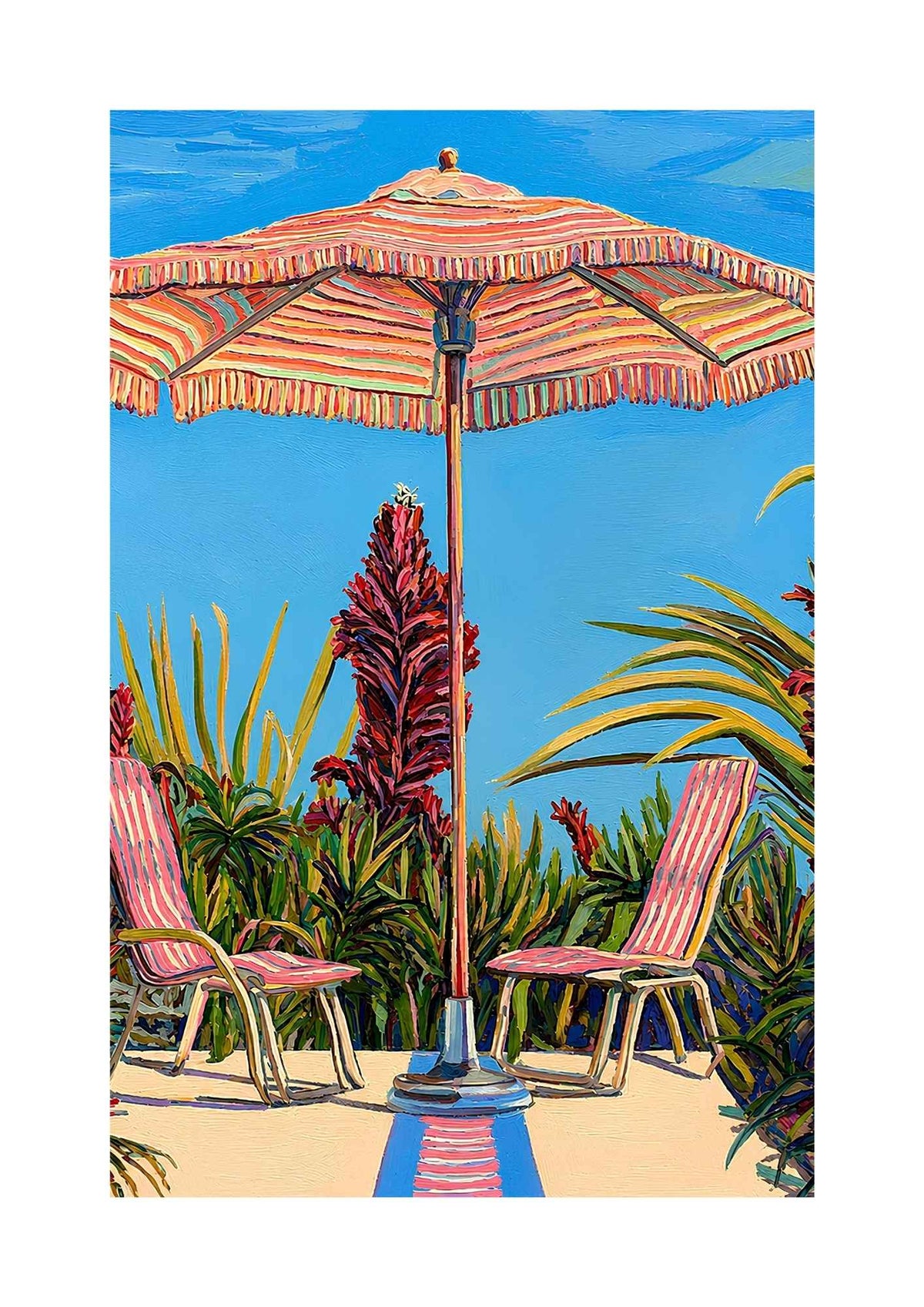 Strandparasol med stole