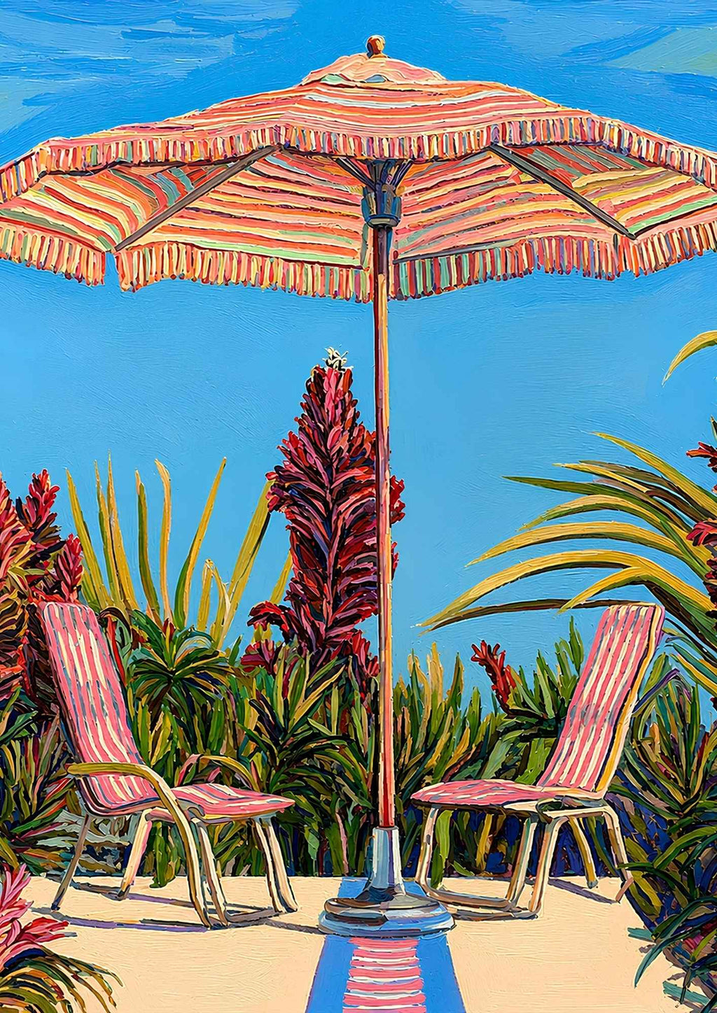 Strandparasol med stole