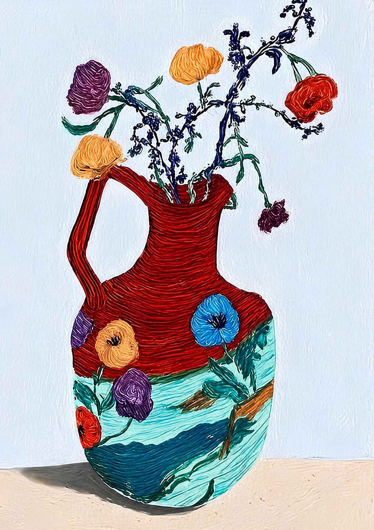 Kulørte blomster i vase