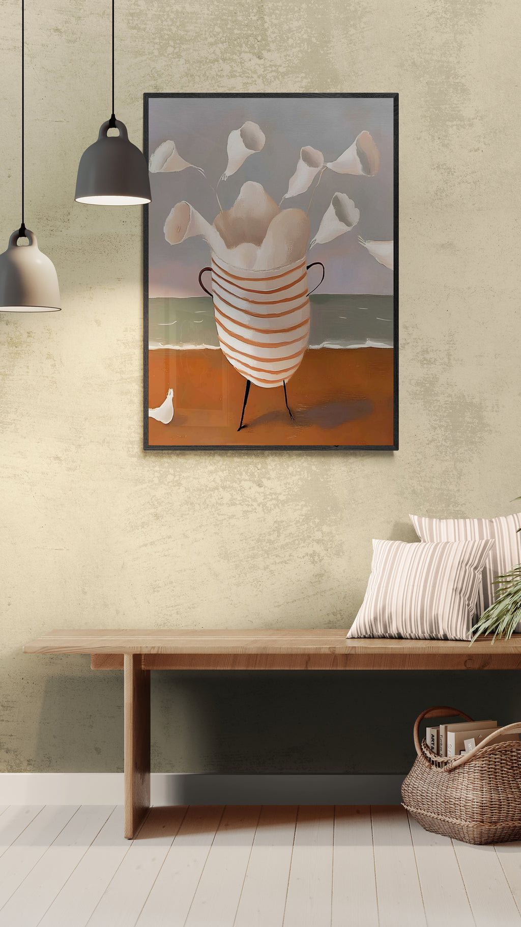 Blomster i vase ved vandet