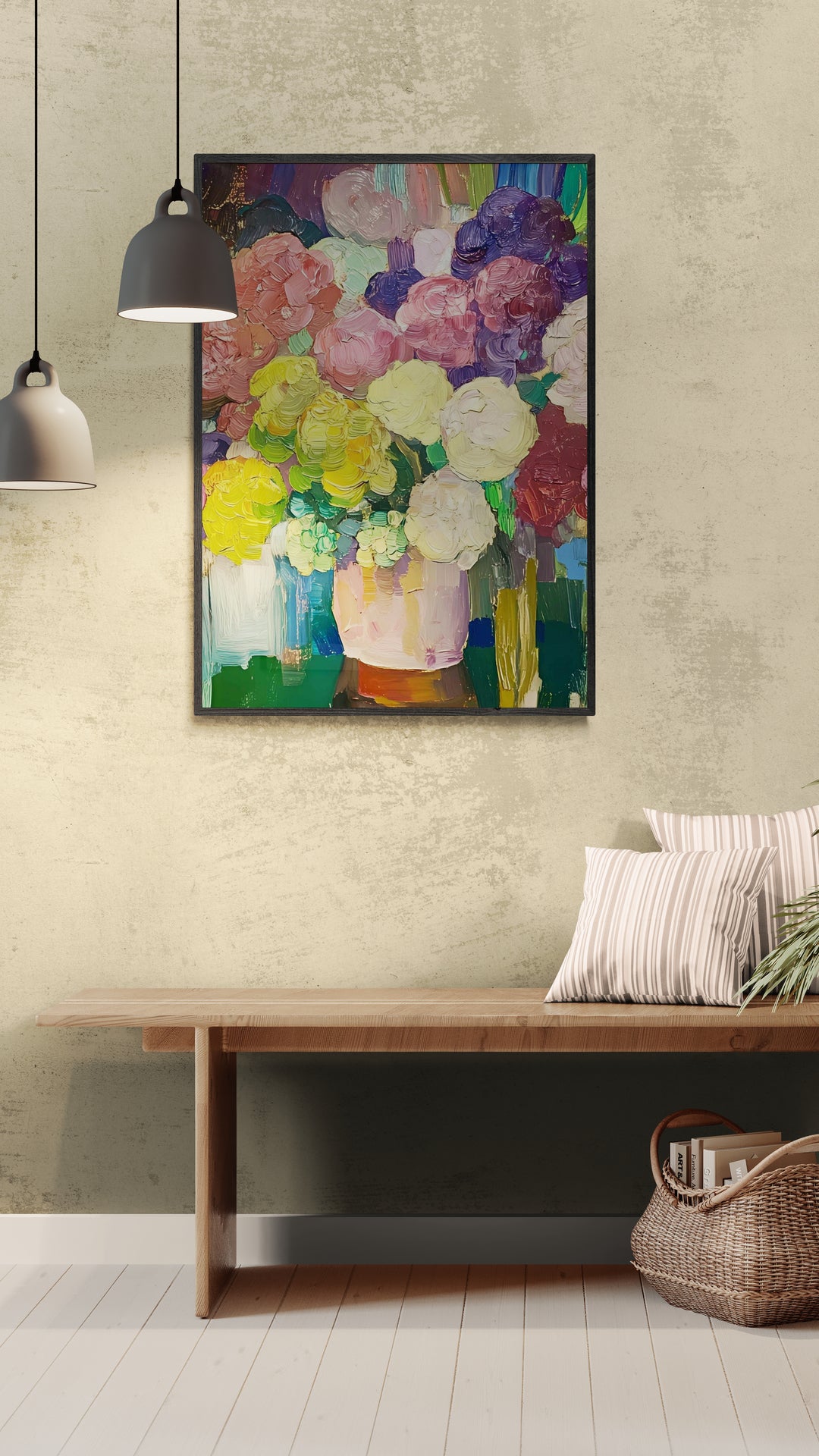 Farverige blomster i vase