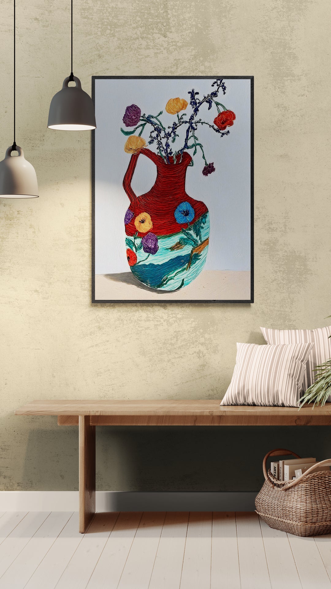Kulørte blomster i vase