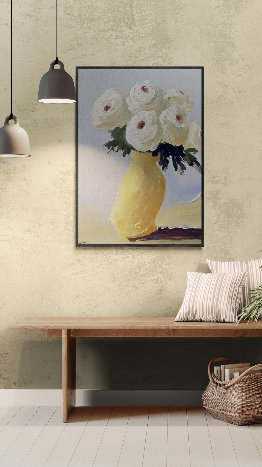 Hvidt blomsterarrangement