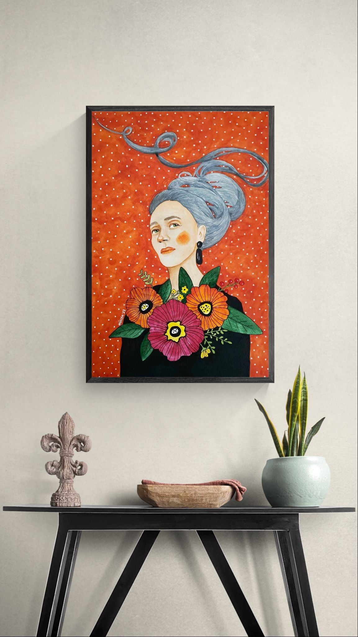 Portræt med Blomster