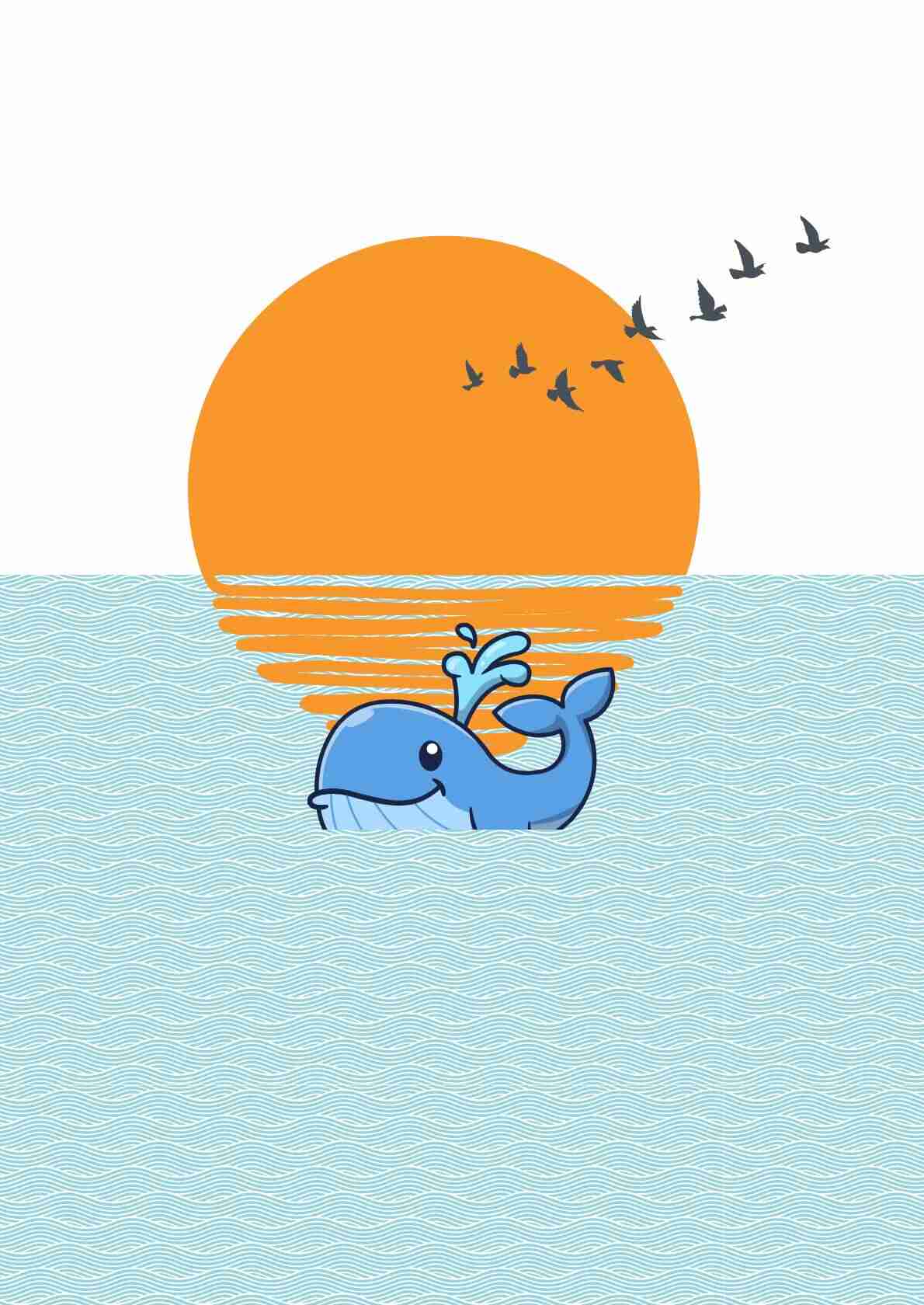 Glædelig hval ved solnedgang