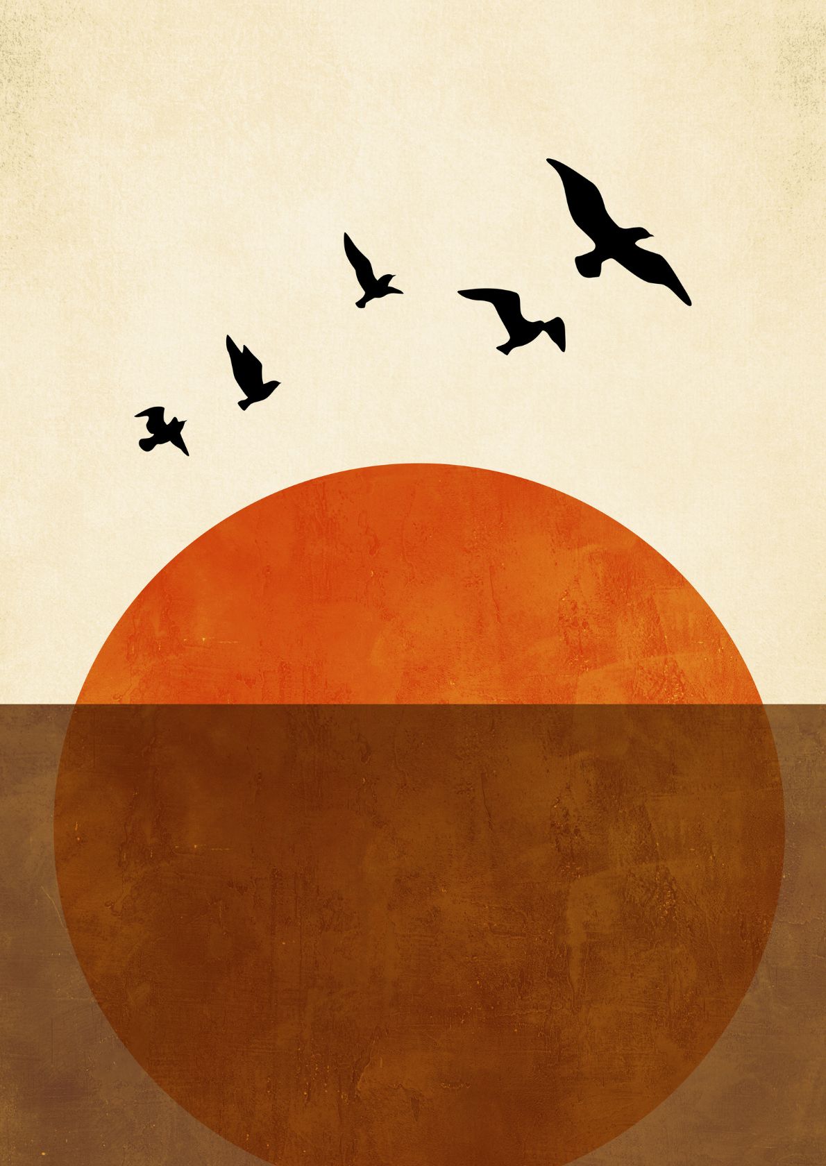 Solnedgang med fugle