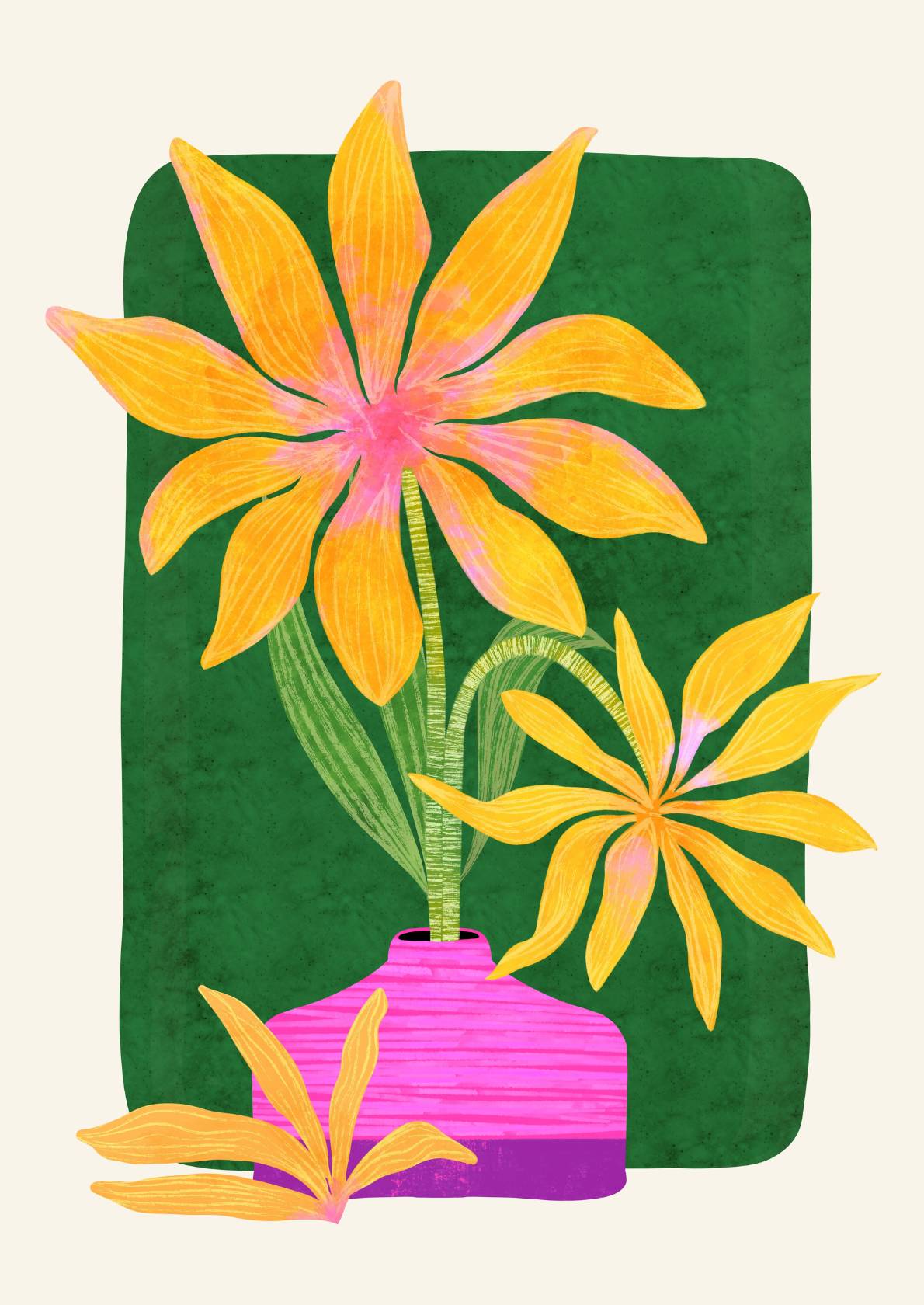 Gul Blomst i Vase