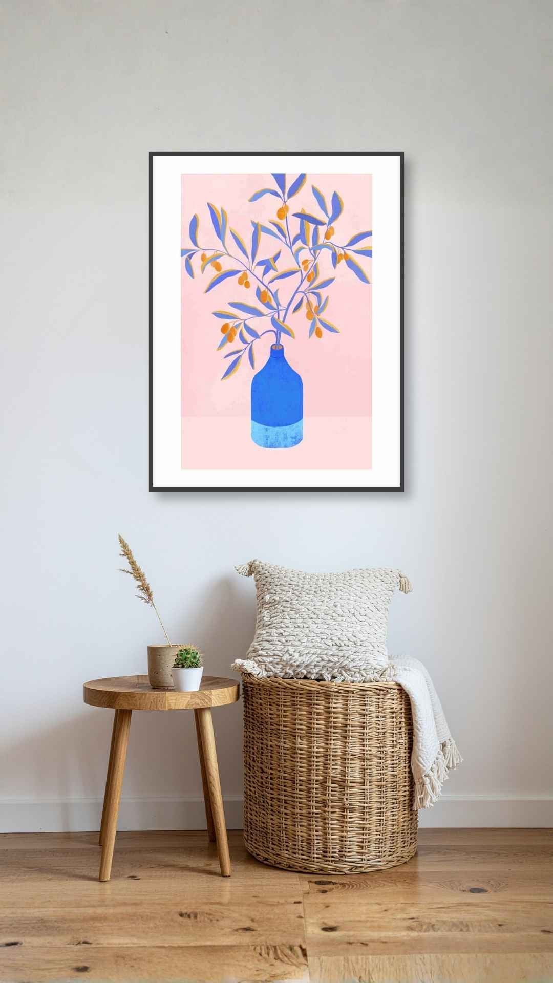 Blå vase med grene