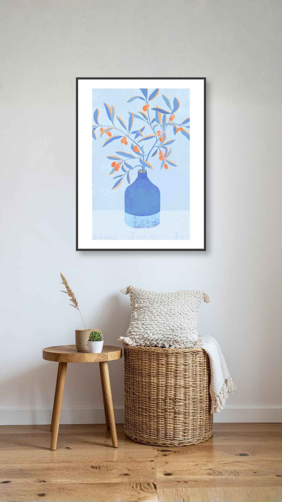 Blå grene i vase