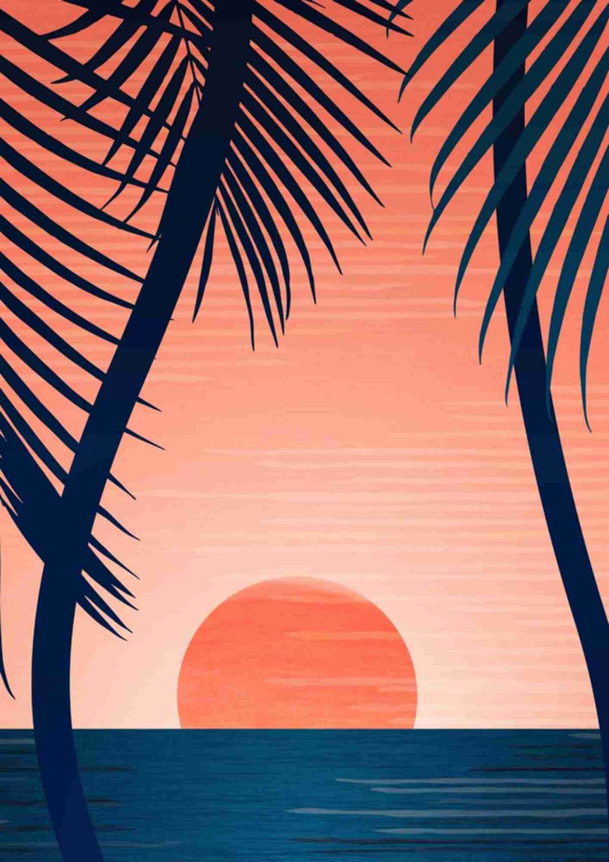 Solnedgang med palmer