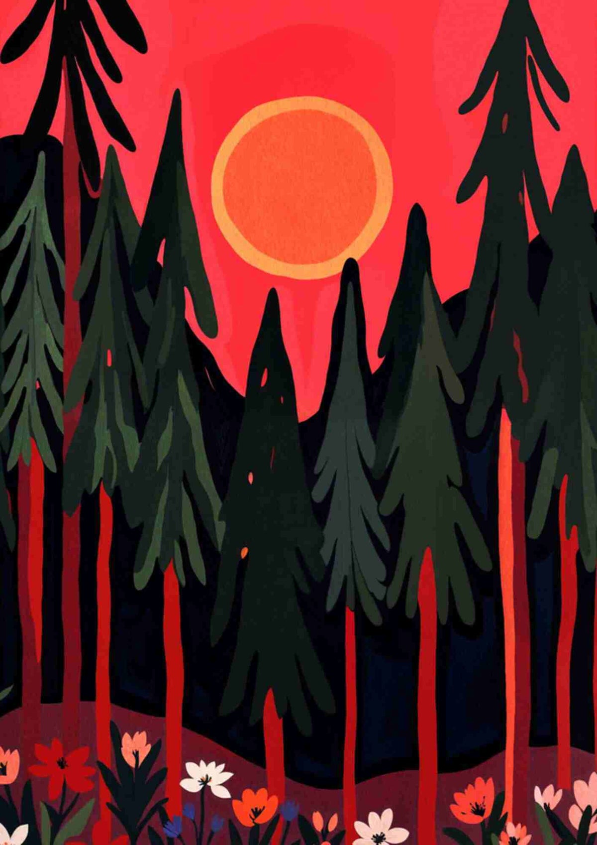 Skov med sol