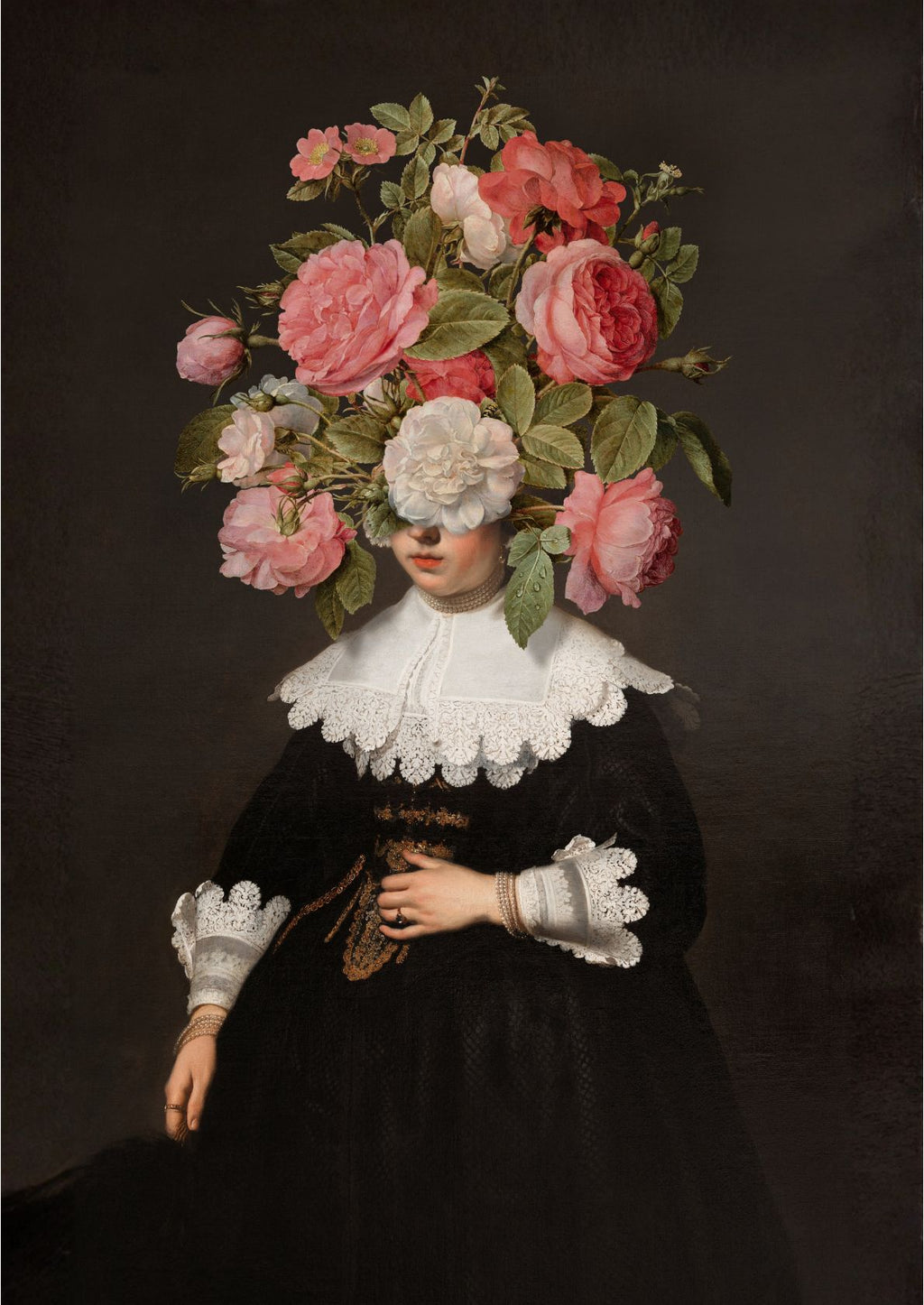 Kvindelig figur med blomster