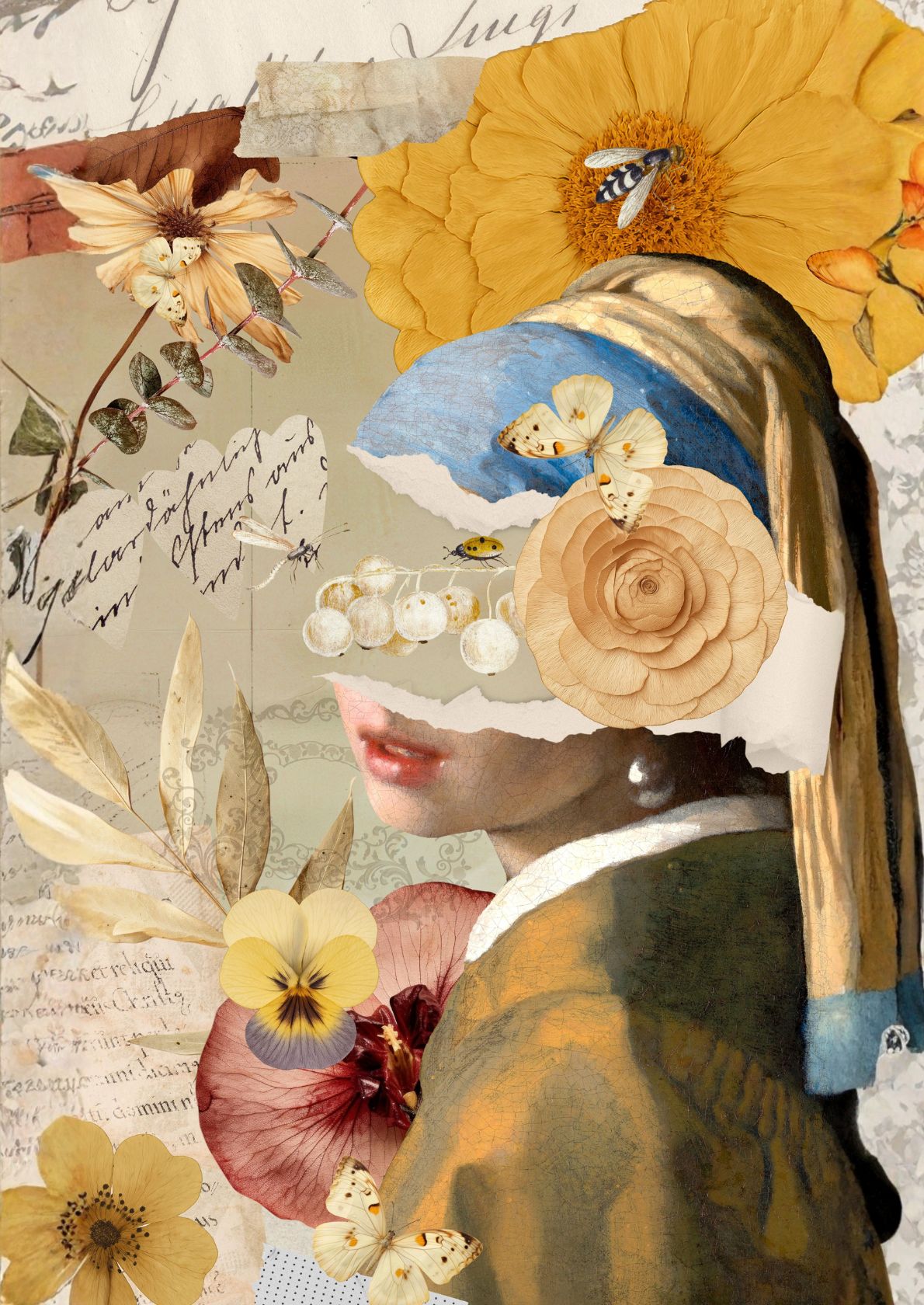 Kvindefigur med blomster