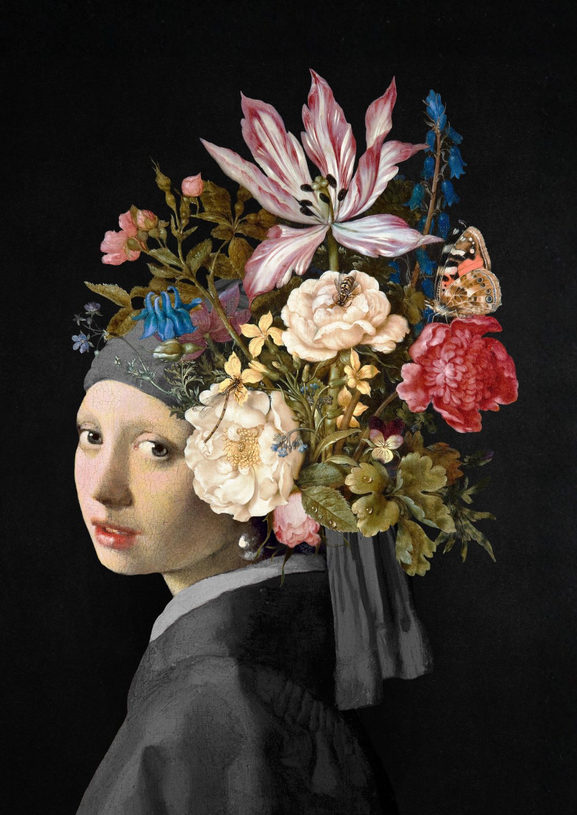 Pige med blomstermotiv