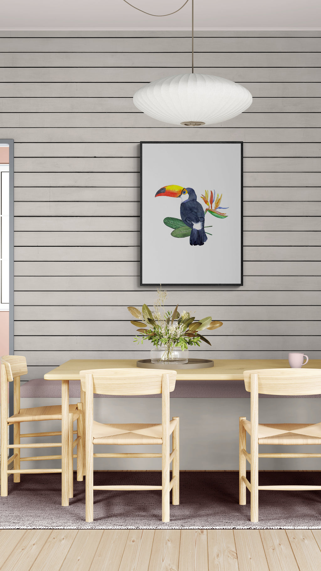 Tukan med blomster