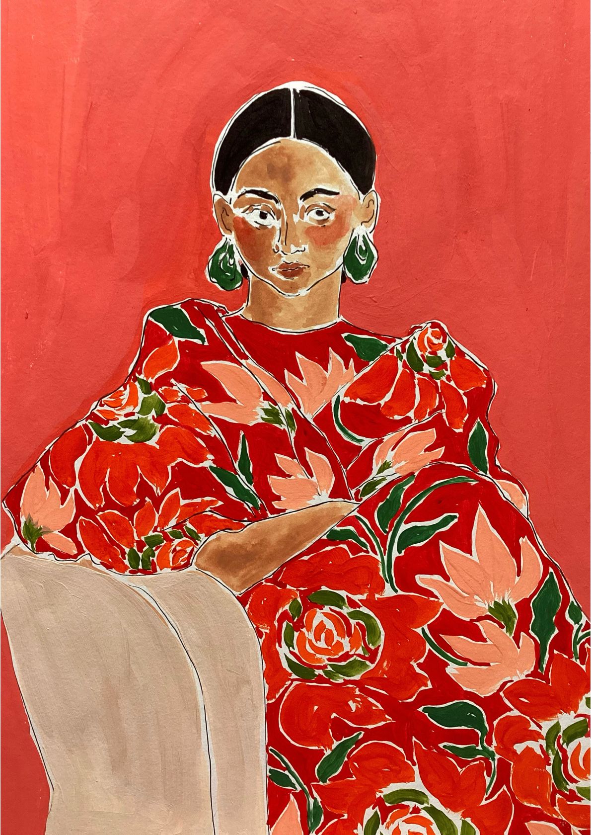 Kvinde med blomsterkjole