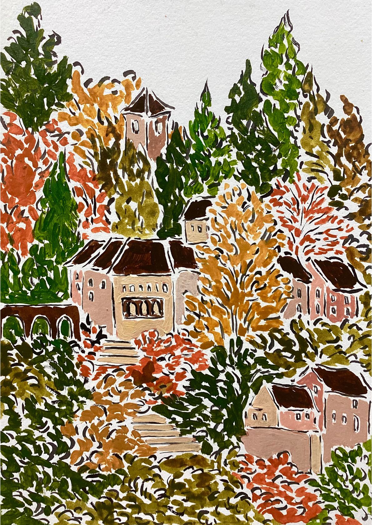 Efterårslandskab med huse