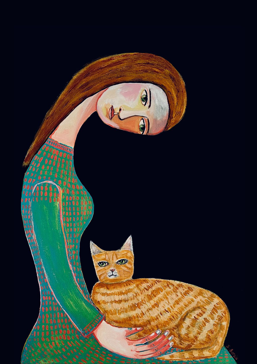 Kvindelig Figur med Kat