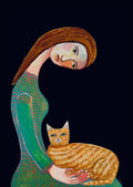 Kvindelig Figur med Kat