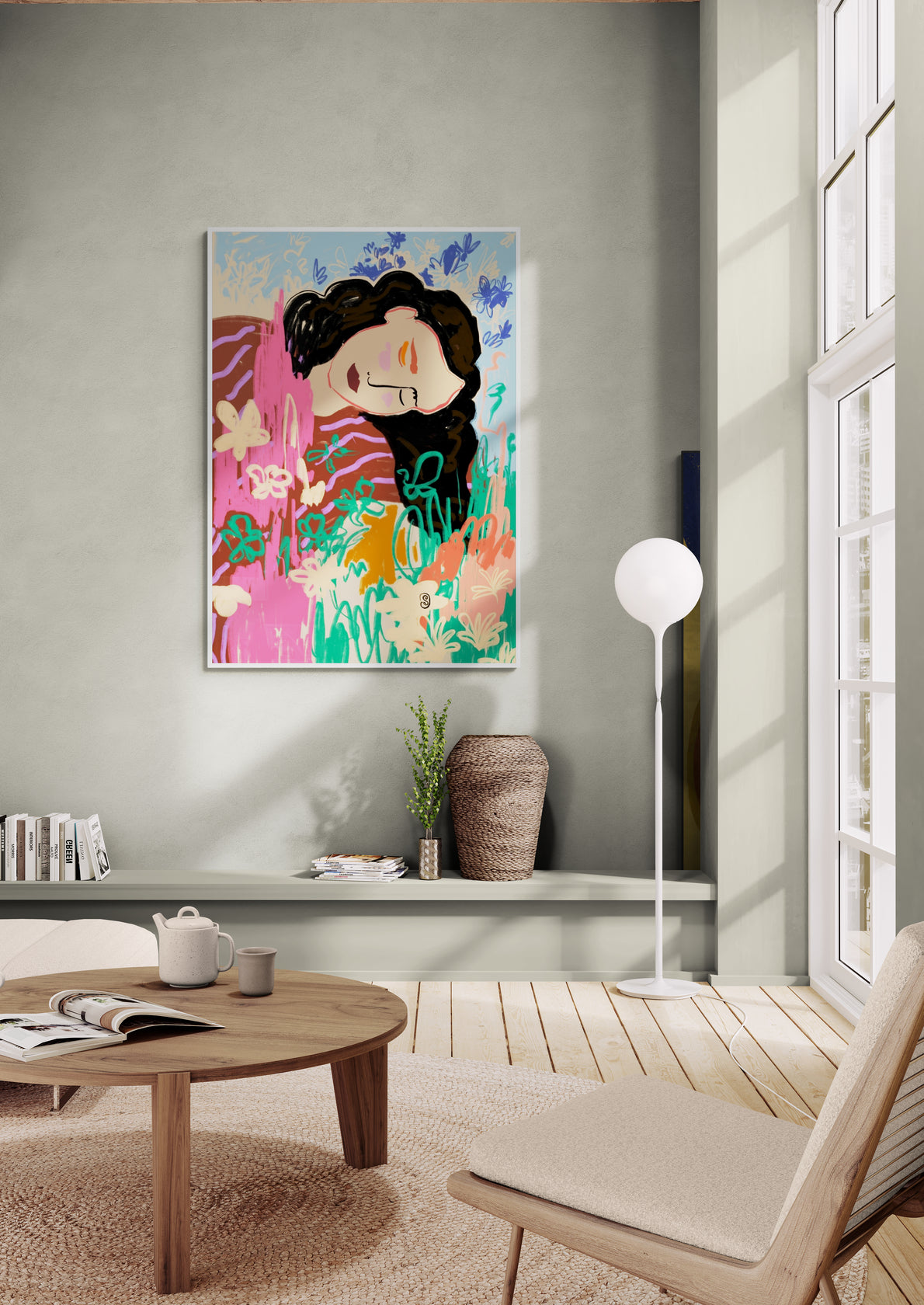 Expressive Figure and Flowers
