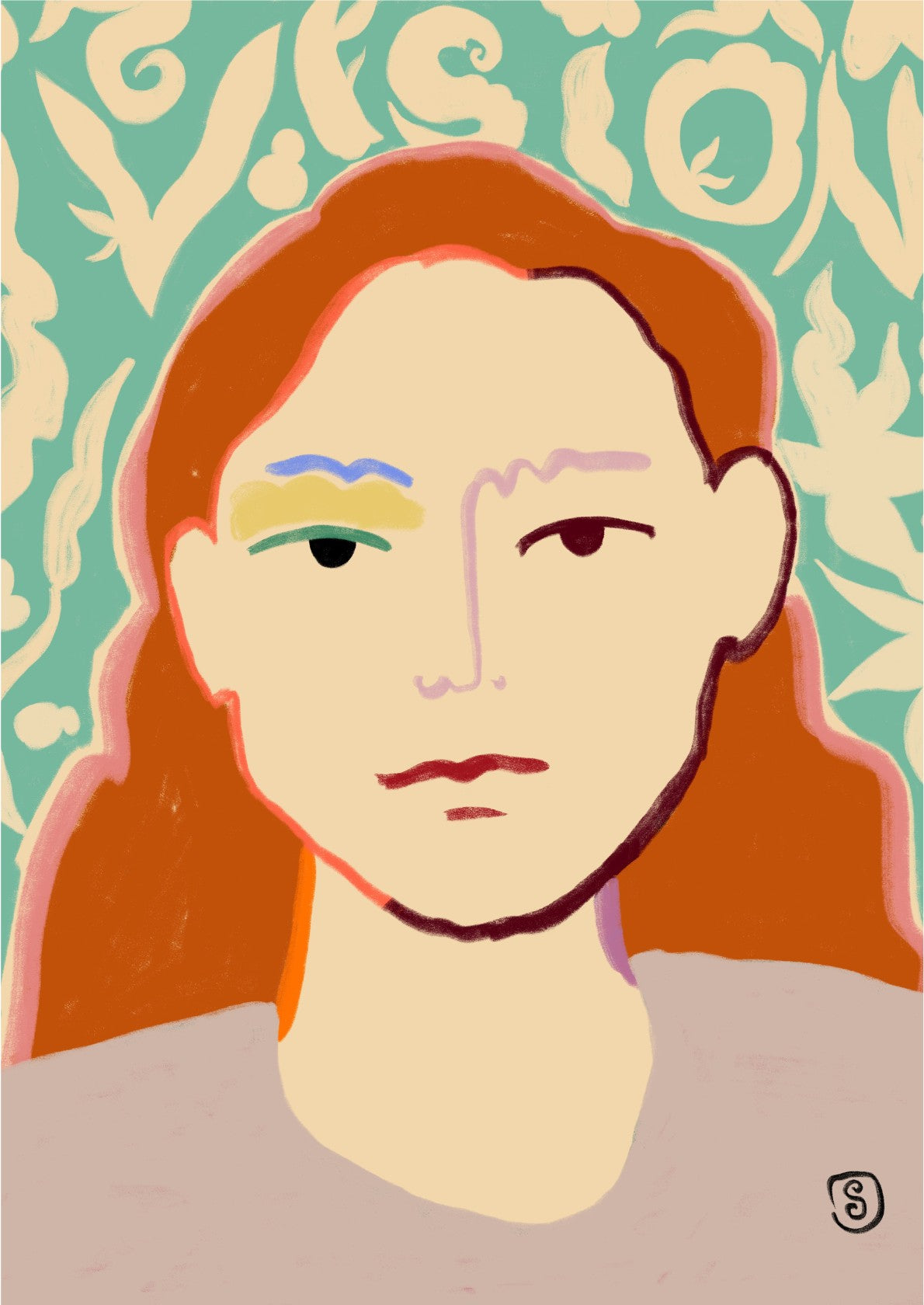 Stylized Face With Earthy Tones
