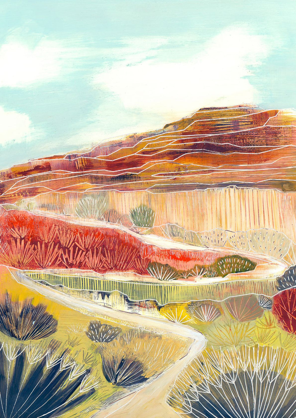 Farverig landskabsplakat