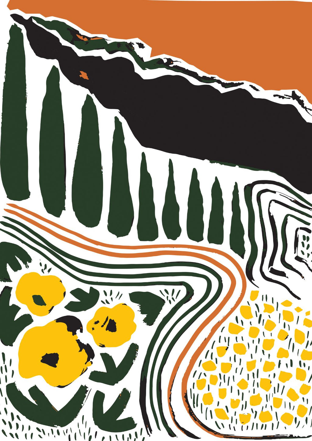 Landskab med blomster