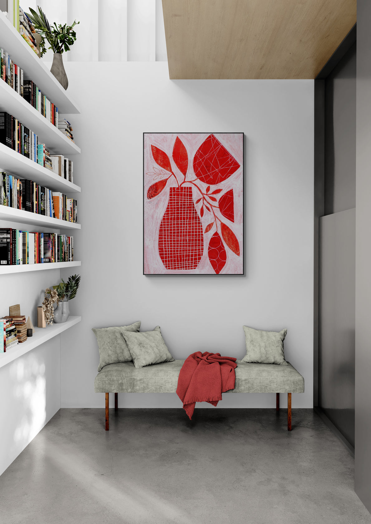 Red Floral Vase