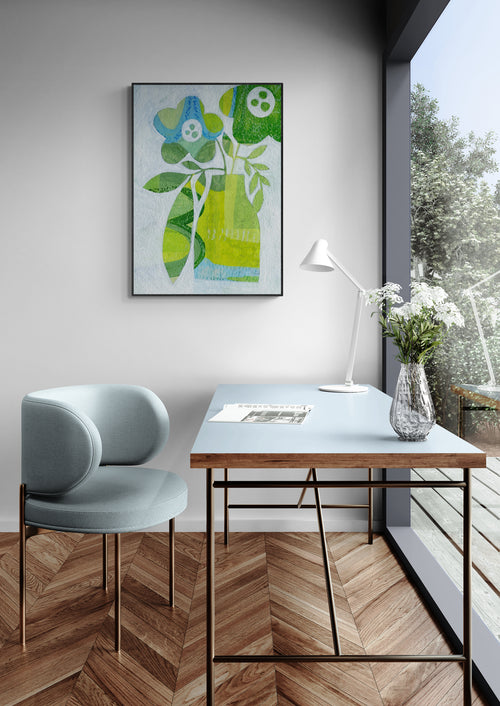 Abstract Daisy Green Blue