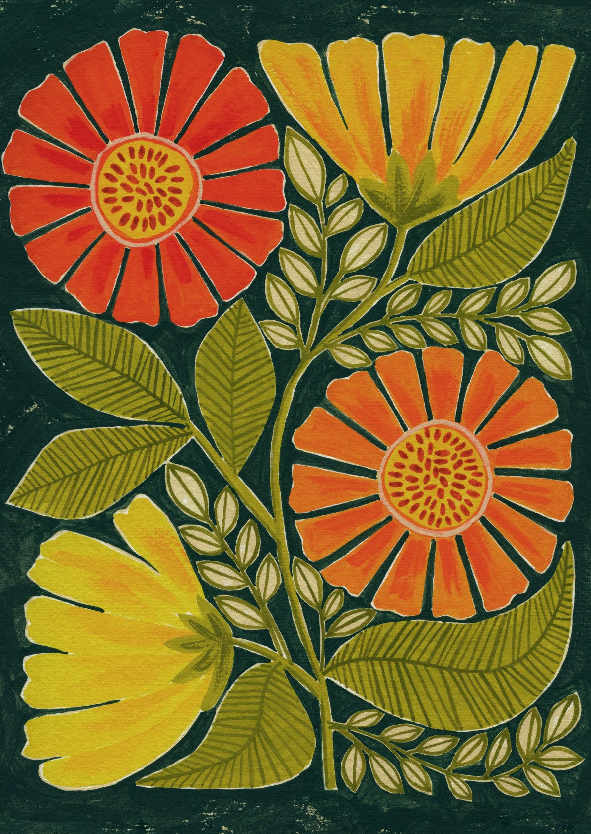 Vibrant Orange And Yellow Flowers