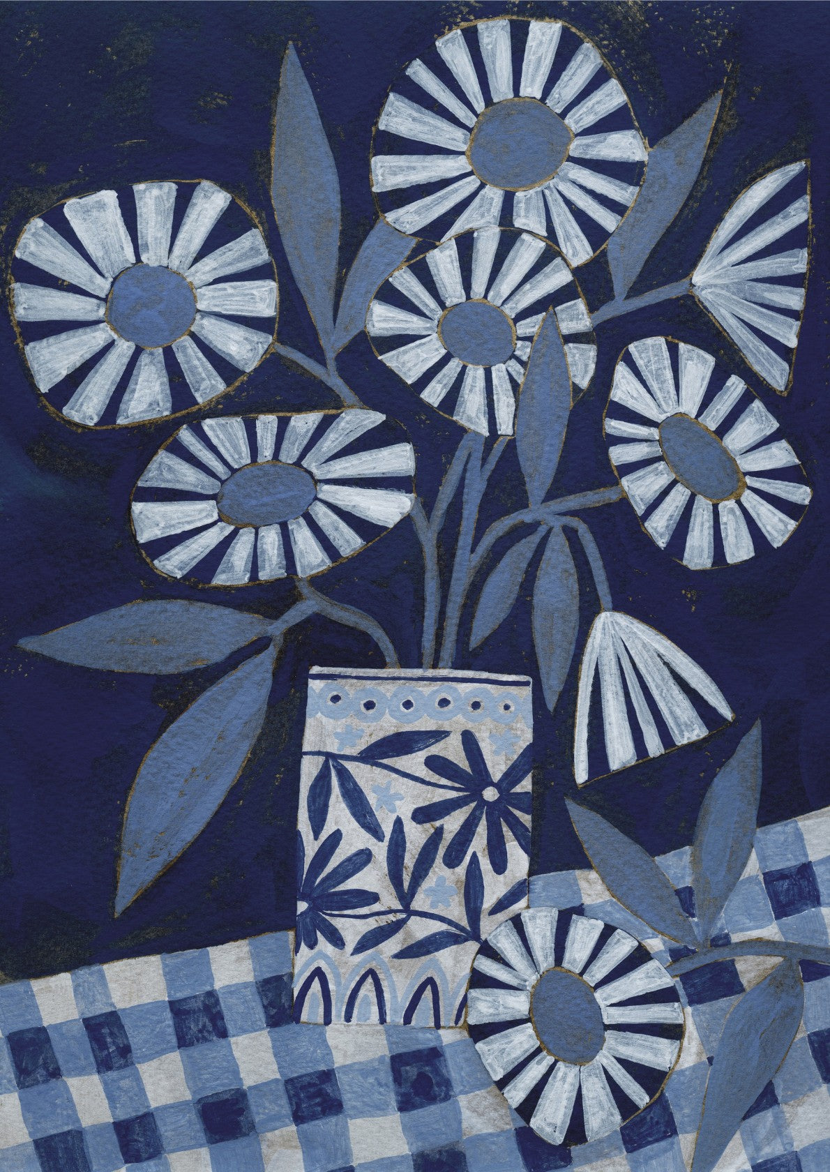 Stylized Flowers In A Decorative Vase