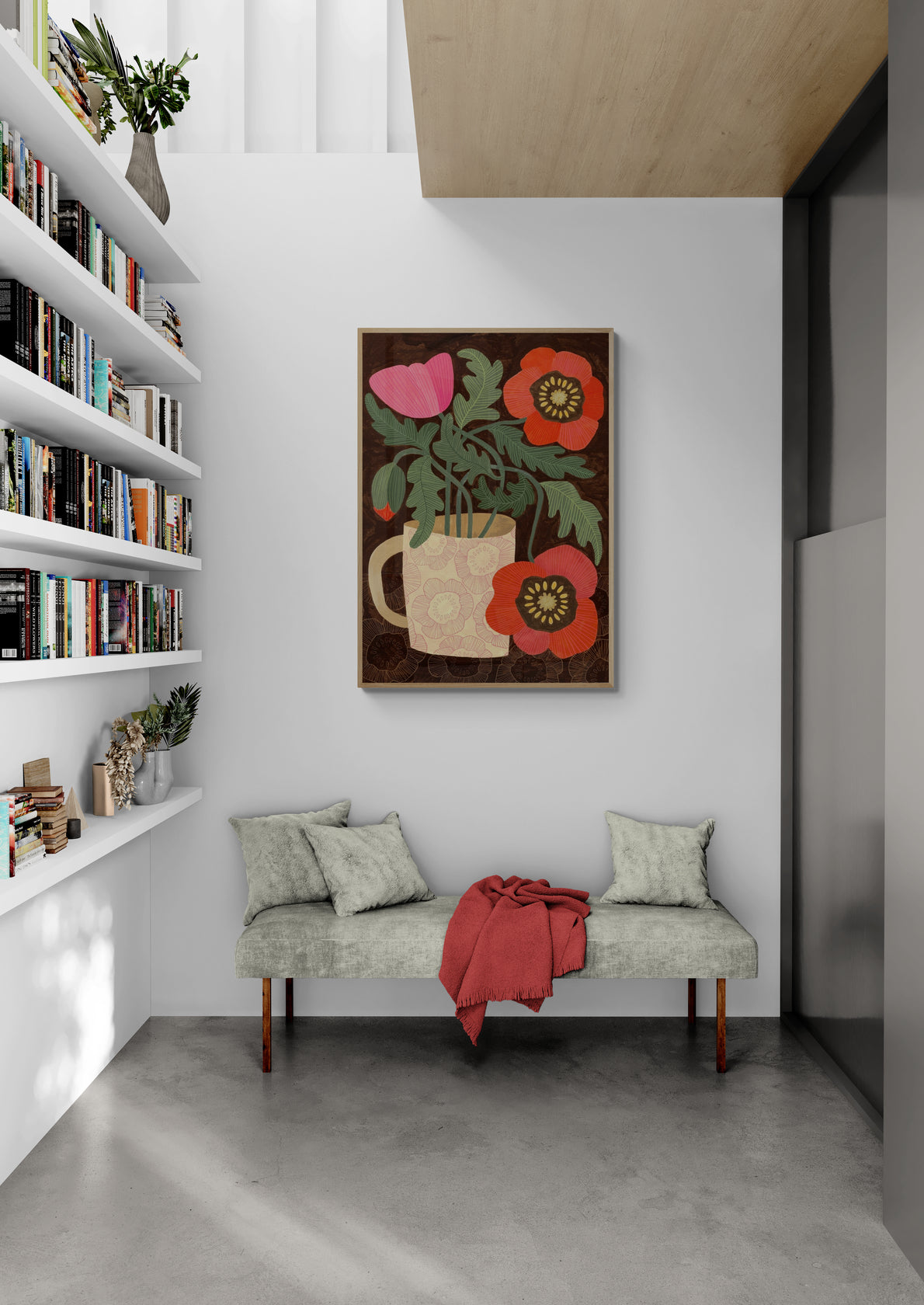 Red Poppies In A Mug