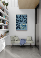Stylized Blue Leaves In A Decorative Vase