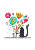 Kat med blomster