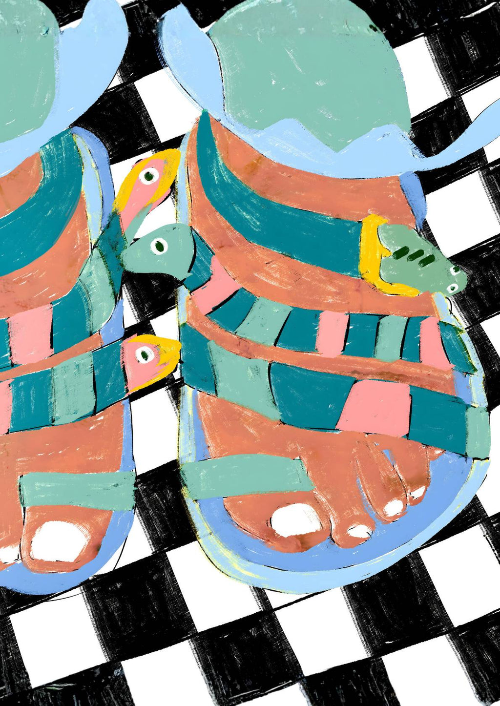 Farverige Sandaler