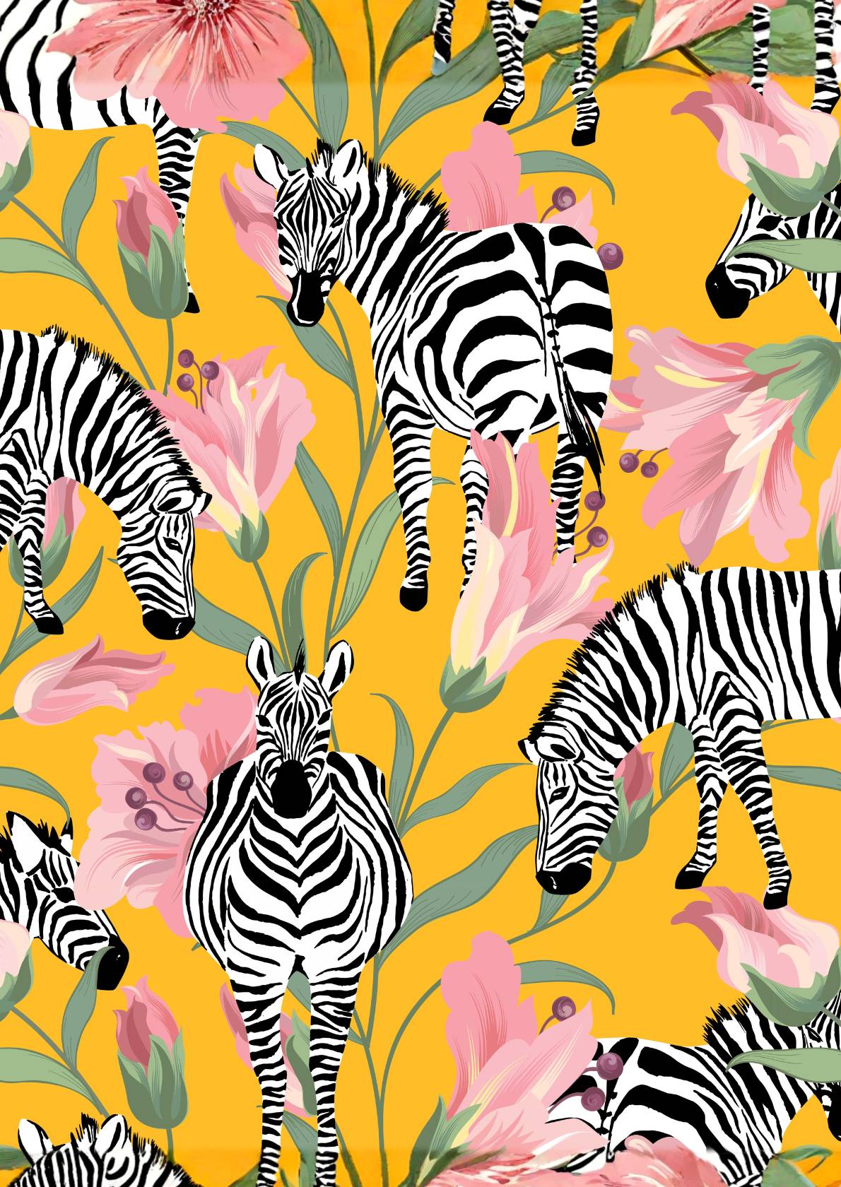 Zebra med blomster