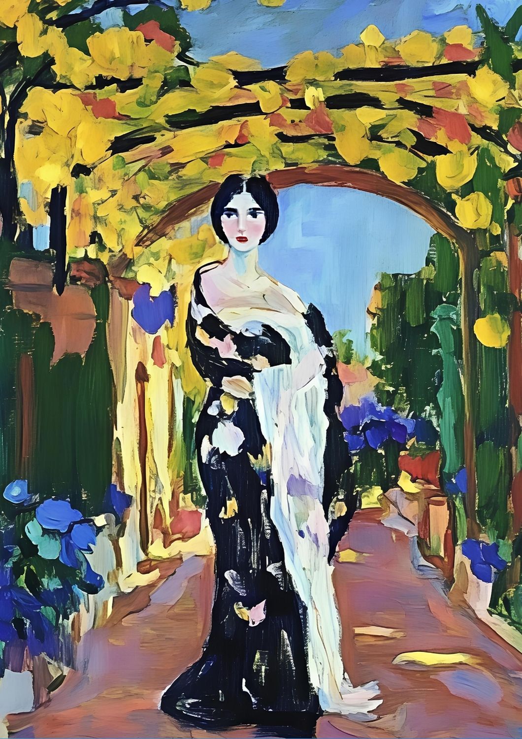 Elegante kvinde i blomster
