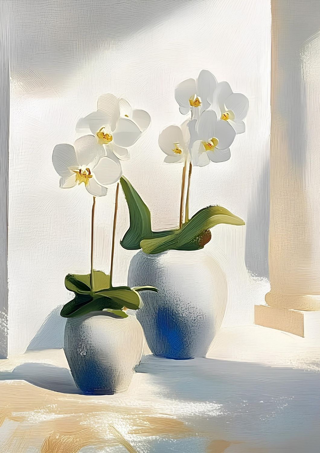 Hvide orkideer på bordet