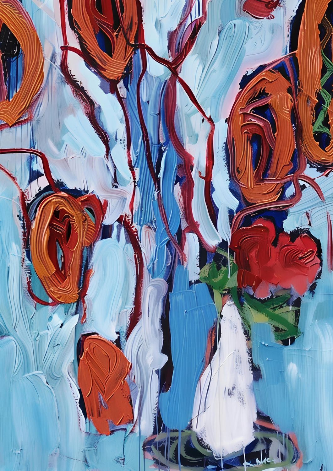 Farverig blomsterkomposition