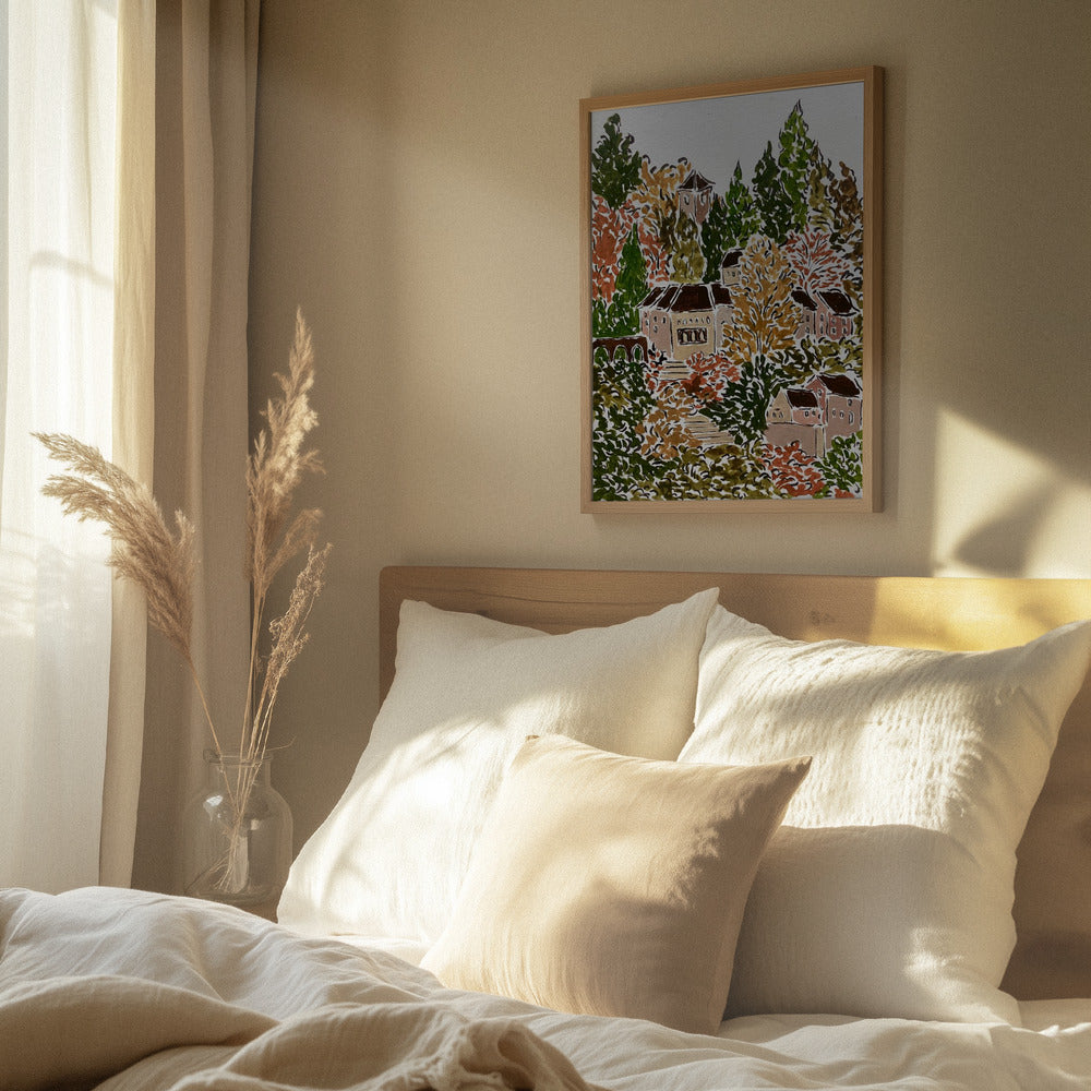 Efterårslandskab med huse